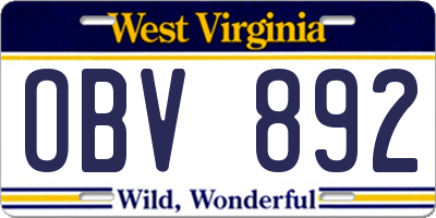 WV license plate OBV892