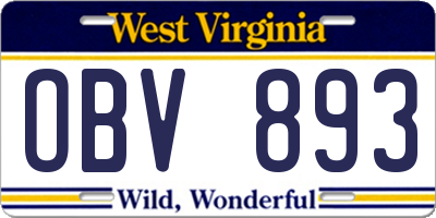 WV license plate OBV893