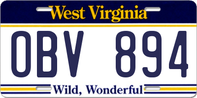 WV license plate OBV894