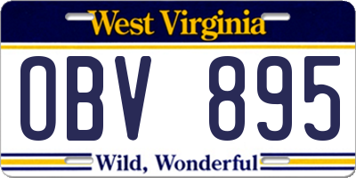 WV license plate OBV895