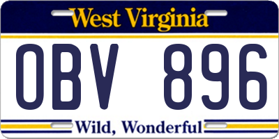 WV license plate OBV896