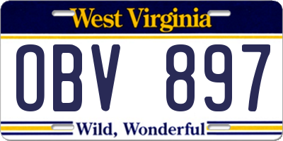 WV license plate OBV897