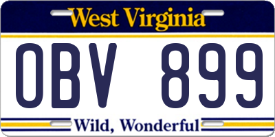 WV license plate OBV899