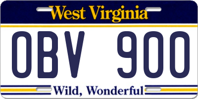WV license plate OBV900