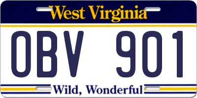 WV license plate OBV901