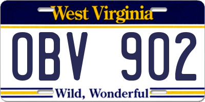 WV license plate OBV902