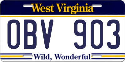 WV license plate OBV903