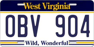WV license plate OBV904