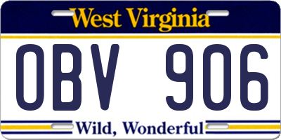 WV license plate OBV906