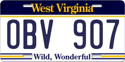 WV license plate OBV907