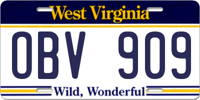 WV license plate OBV909