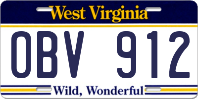 WV license plate OBV912