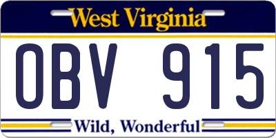 WV license plate OBV915