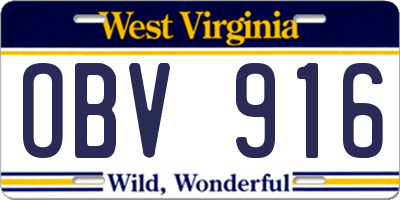 WV license plate OBV916