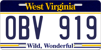 WV license plate OBV919