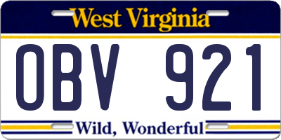 WV license plate OBV921