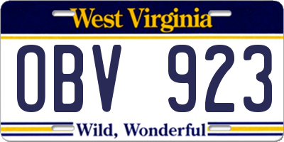 WV license plate OBV923