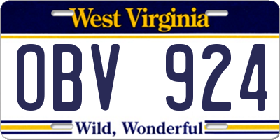 WV license plate OBV924