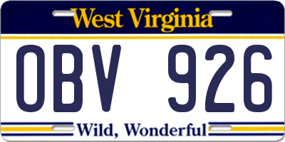 WV license plate OBV926