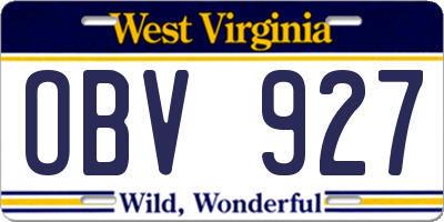 WV license plate OBV927