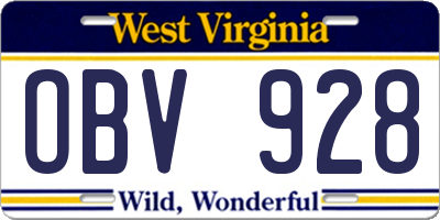 WV license plate OBV928