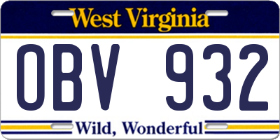 WV license plate OBV932