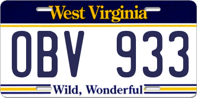 WV license plate OBV933