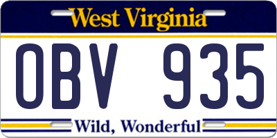 WV license plate OBV935
