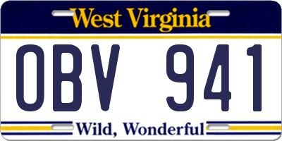 WV license plate OBV941