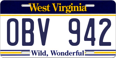 WV license plate OBV942