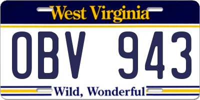 WV license plate OBV943