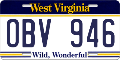 WV license plate OBV946