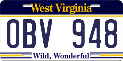 WV license plate OBV948