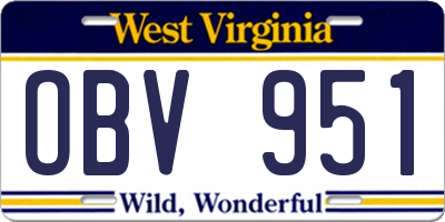 WV license plate OBV951