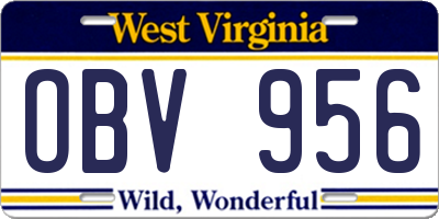 WV license plate OBV956