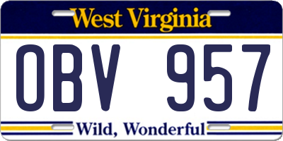 WV license plate OBV957
