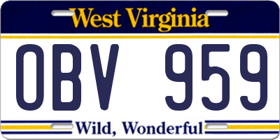 WV license plate OBV959