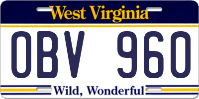 WV license plate OBV960