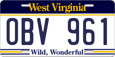 WV license plate OBV961