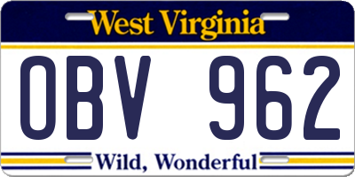 WV license plate OBV962