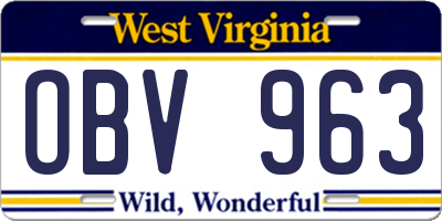 WV license plate OBV963