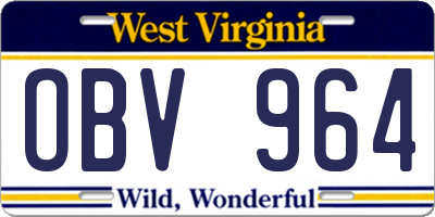 WV license plate OBV964
