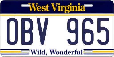WV license plate OBV965