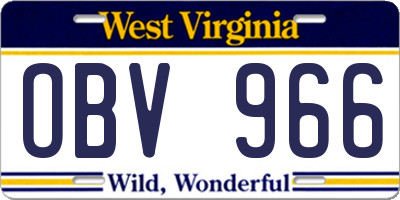 WV license plate OBV966