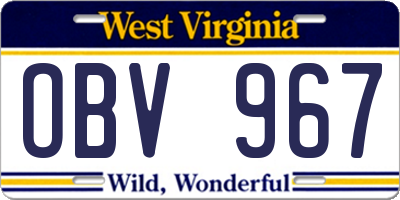 WV license plate OBV967