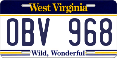 WV license plate OBV968