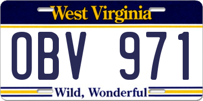 WV license plate OBV971