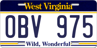 WV license plate OBV975