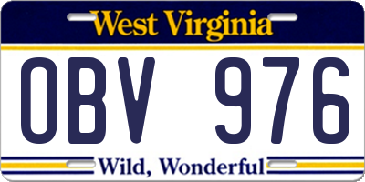 WV license plate OBV976