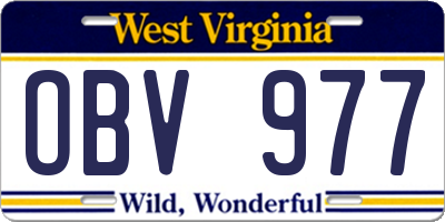 WV license plate OBV977